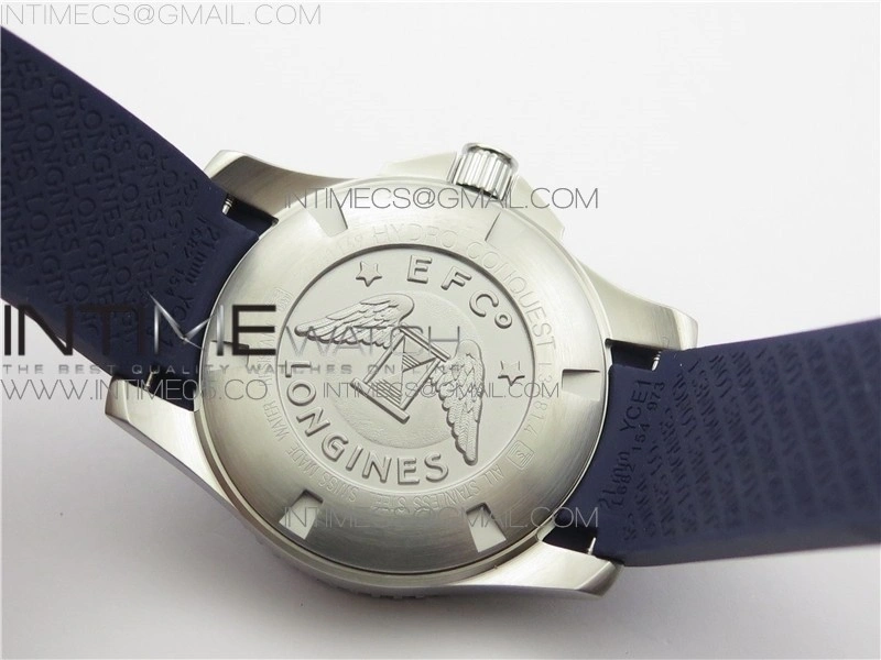 Conquest L3.840.4.56.6 Real Ceramic Bezel SS ZF 1:1 Best Edition Blue dial On Rubber Strap A2824